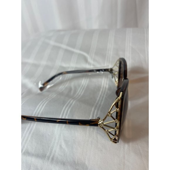 Cross My Way Round Frame Rhinestone Temple Sunglasses Tortoise - Picture 9 of 9